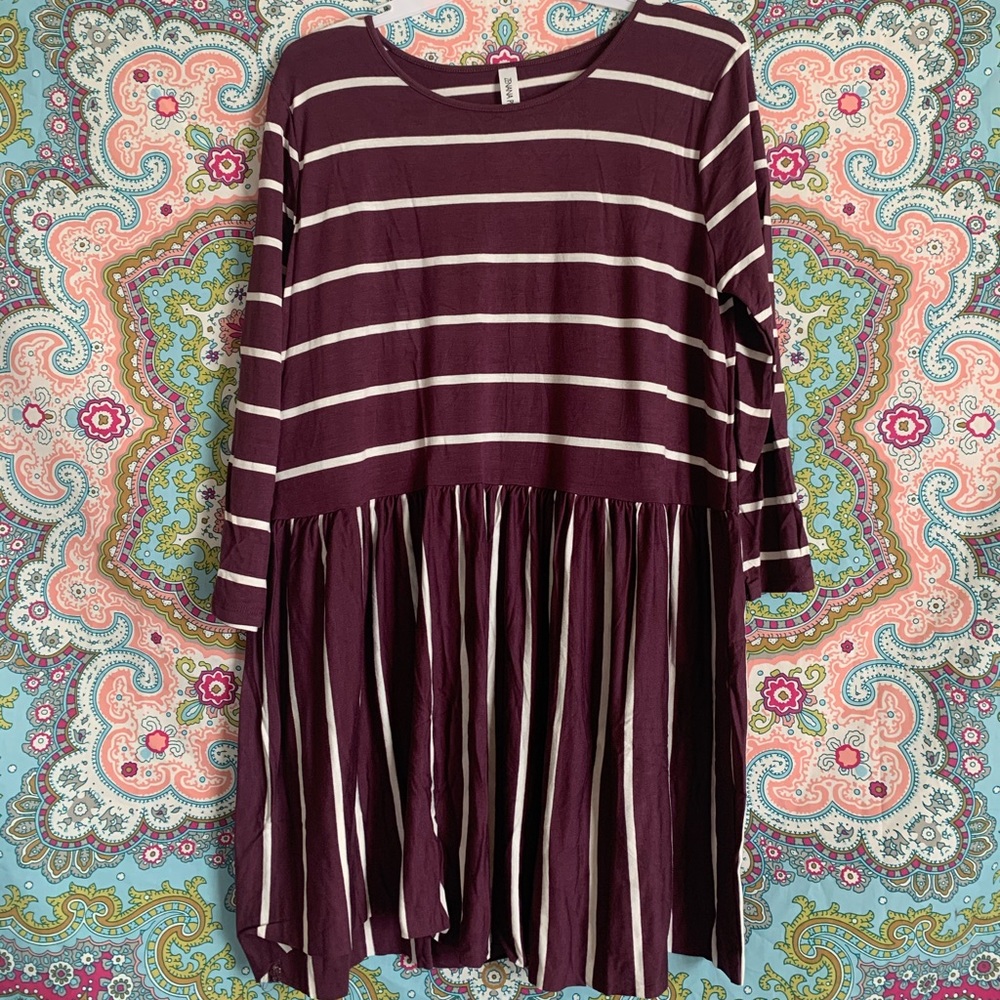 striped plum tunic top
